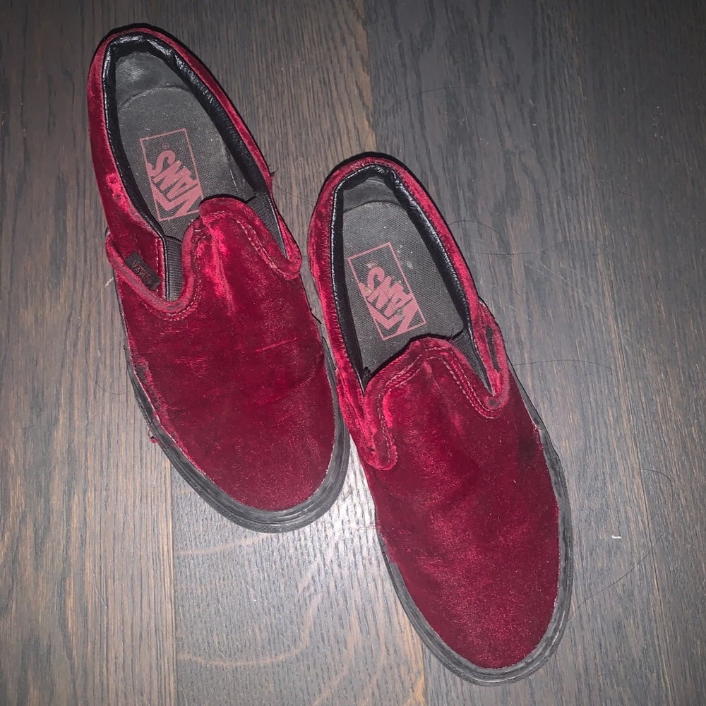 Red suede vans